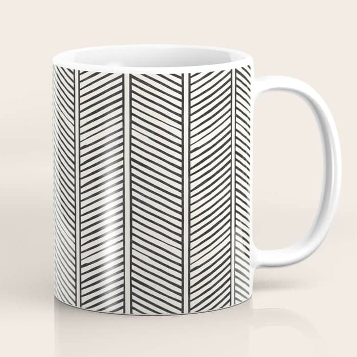 Organic Chevron - Inkwell On Cream Coffee Mug