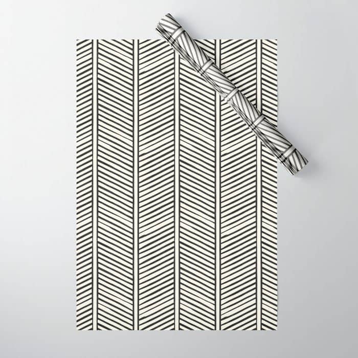 Organic Chevron - Inkwell On Cream Wrapping Paper