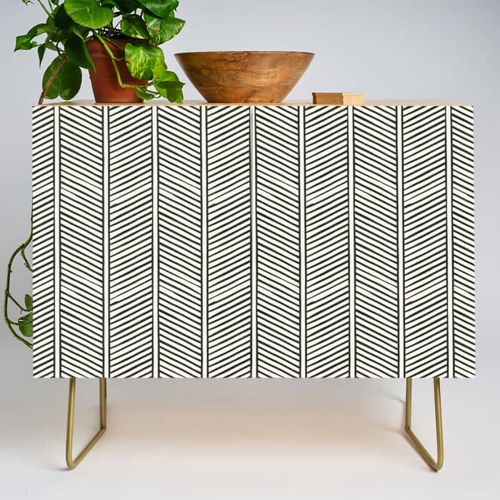 Organic Chevron - Inkwell On Cream Credenza