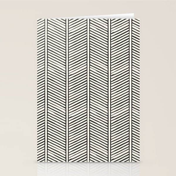 Organic Chevron - Inkwell On Cream Stationery Card