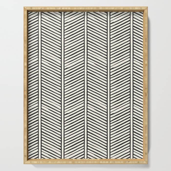 Organic Chevron - Inkwell On Cream Serving Tray