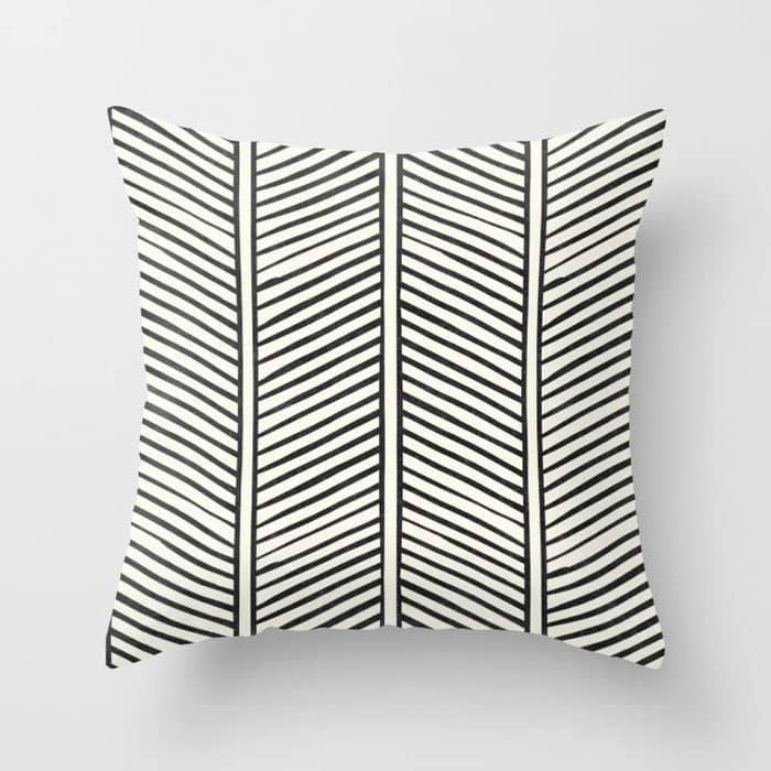 Organic Chevron - Inkwell On Cream Throw Pillow
