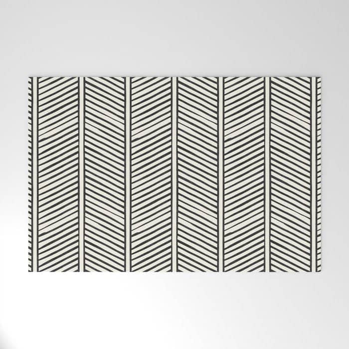 Organic Chevron - Inkwell On Cream Welcome Mat