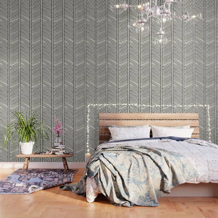 Organic Chevron - Inkwell On Cream Wallpaper