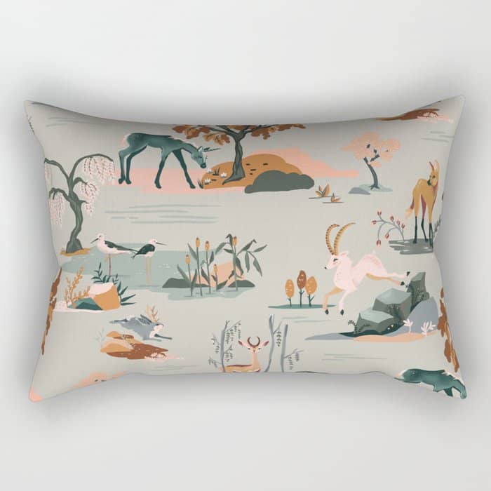 Vibrant Unicorn & Animal Pattern Rectangular Pillow
