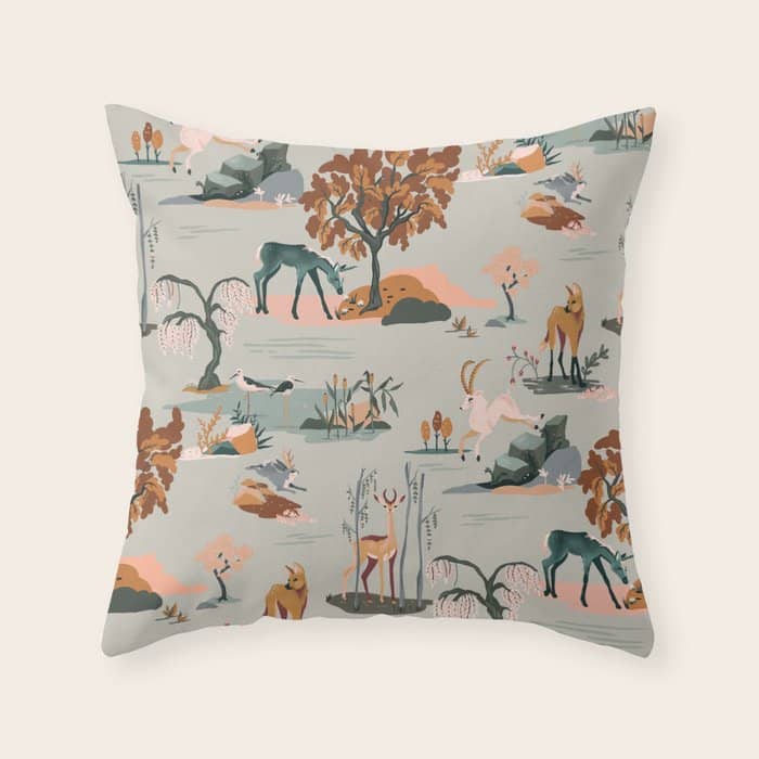 Vibrant Unicorn & Animal Pattern Throw Pillow
