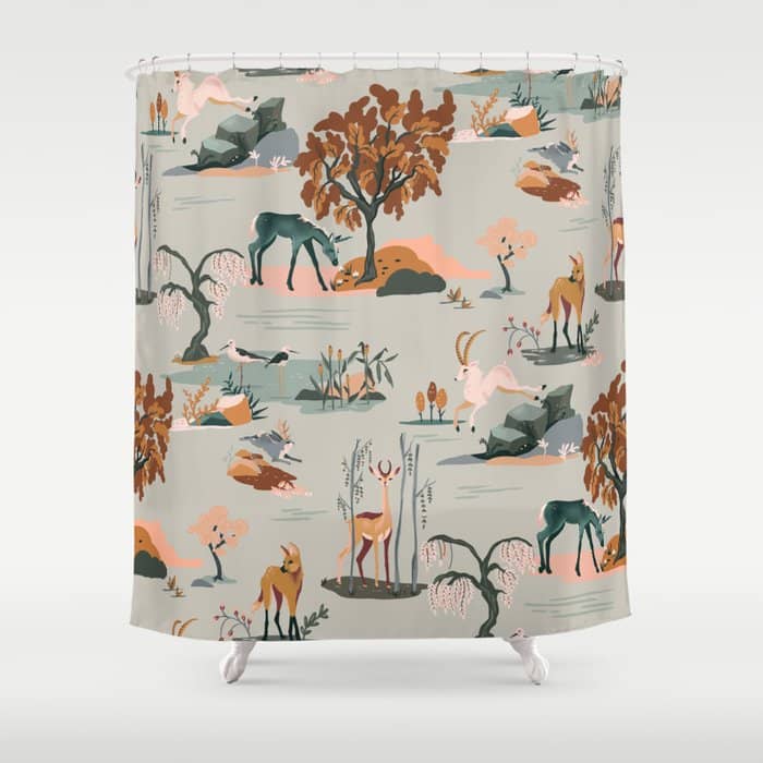 Vibrant Unicorn & Animal Pattern Shower Curtain