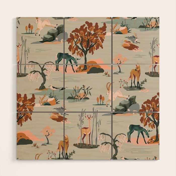 Vibrant Unicorn & Animal Pattern Wood Wall Art