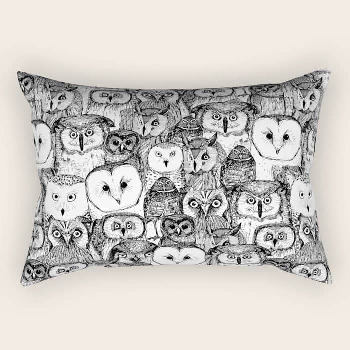 Just Owls Black White Rectangular Pillow