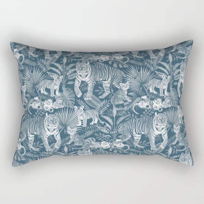 Family Of Tigers (Monochrome)  Rectangular Pillow