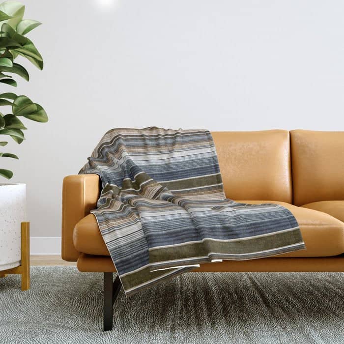 Serape Southwest Stripe - Cool Natural Tones Throw Blanket