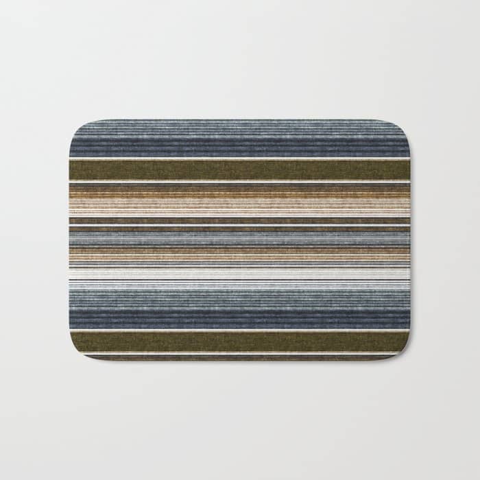 Serape Southwest Stripe - Cool Natural Tones Bath Mat