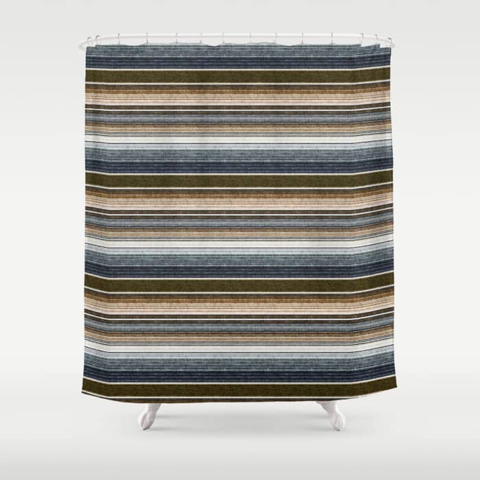Serape Southwest Stripe - Cool Natural Tones Shower Curtain