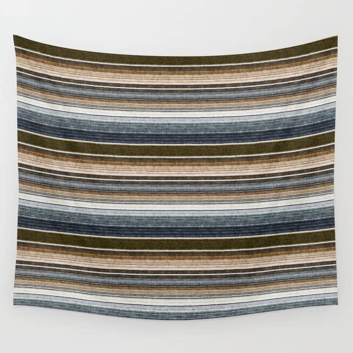 Serape Southwest Stripe - Cool Natural Tones Wall Tapestry
