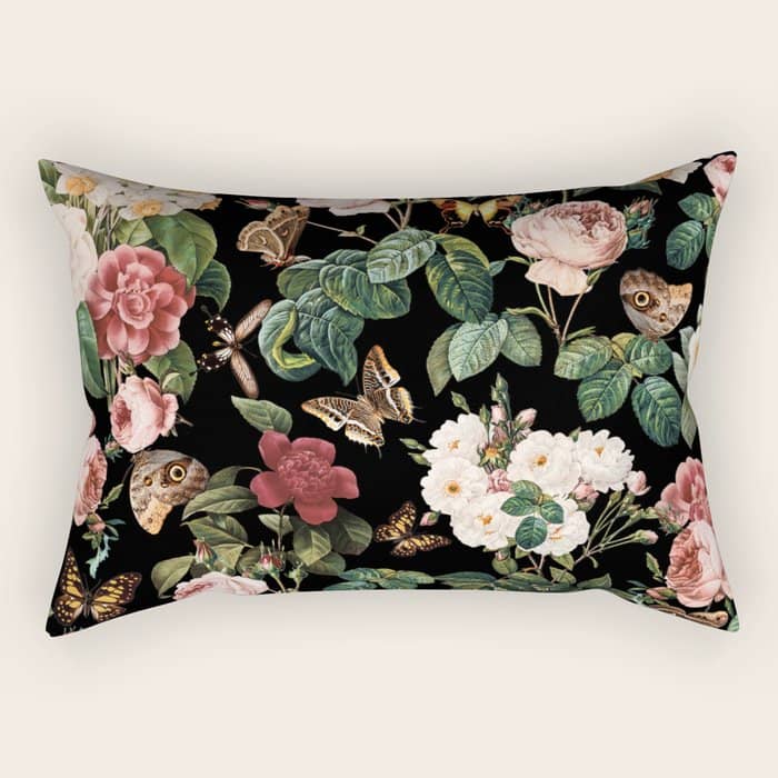 Floral And Butterflies Rectangular Pillow