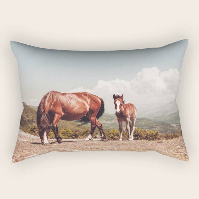 Wild Horses - Horse Photography - Mountains Wanderlust Travel Photography By Ingrid Beddoes  Rectangular Pillow
