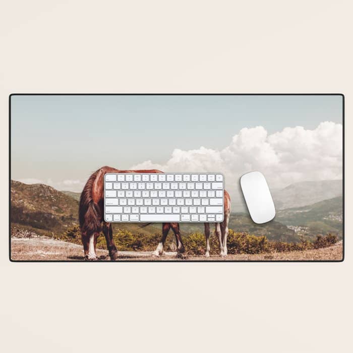 Wild Horses - Horse Photography - Mountains Wanderlust Travel Photography By Ingrid Beddoes  Desk Mat