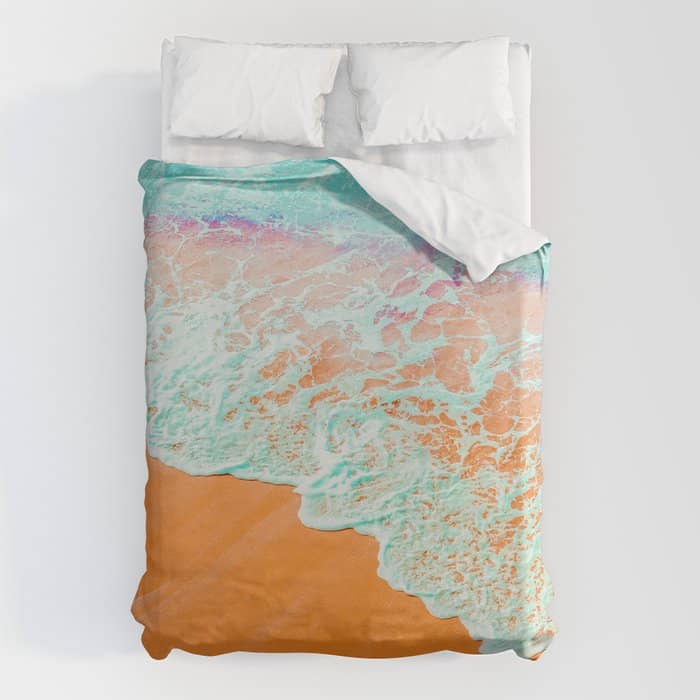 Coral Shore, Ocean Beach Photography, Summer Sea Sand Waves Duvet Cover