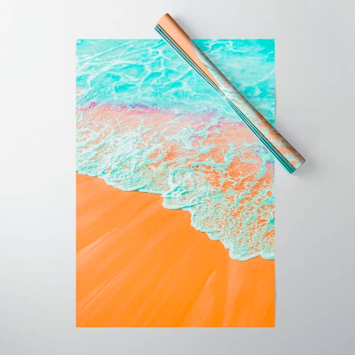 Coral Shore, Ocean Beach Photography, Summer Sea Sand Waves Wrapping Paper