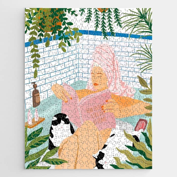 How To Have A Cat Spa Day At Home | Modern Bohemian Home DéCor | Pet Bathroom Urban Jungle  Jigsaw Puzzle