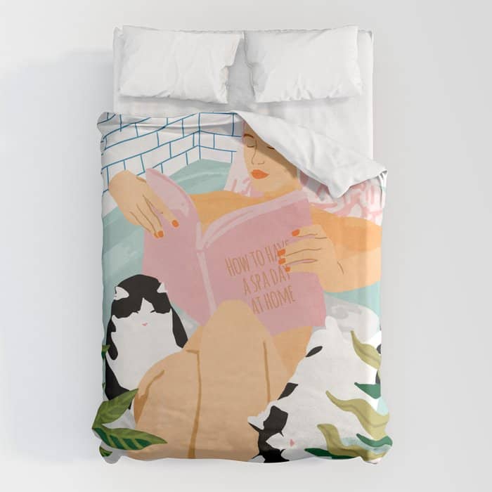How To Have A Cat Spa Day At Home | Modern Bohemian Home DéCor | Pet Bathroom Urban Jungle  Duvet Cover