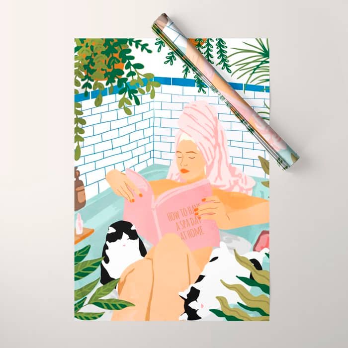 How To Have A Cat Spa Day At Home | Modern Bohemian Home DéCor | Pet Bathroom Urban Jungle  Wrapping Paper