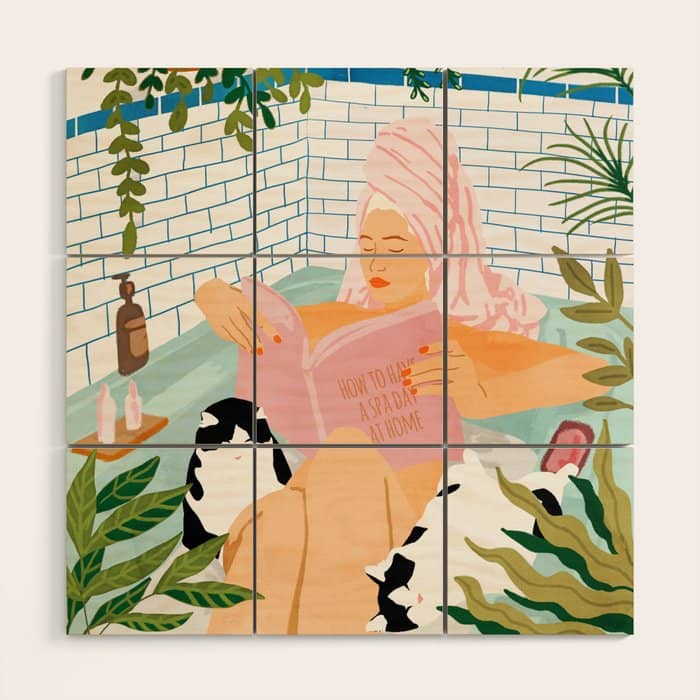 How To Have A Cat Spa Day At Home | Modern Bohemian Home DéCor | Pet Bathroom Urban Jungle  Wood Wall Art