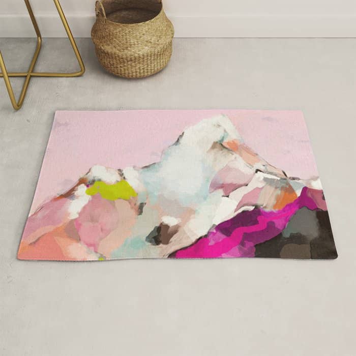 Landscape Mountain Painting Abstract Rug