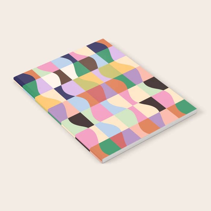 Retro Colorful Wavy Checkerboard Notebook