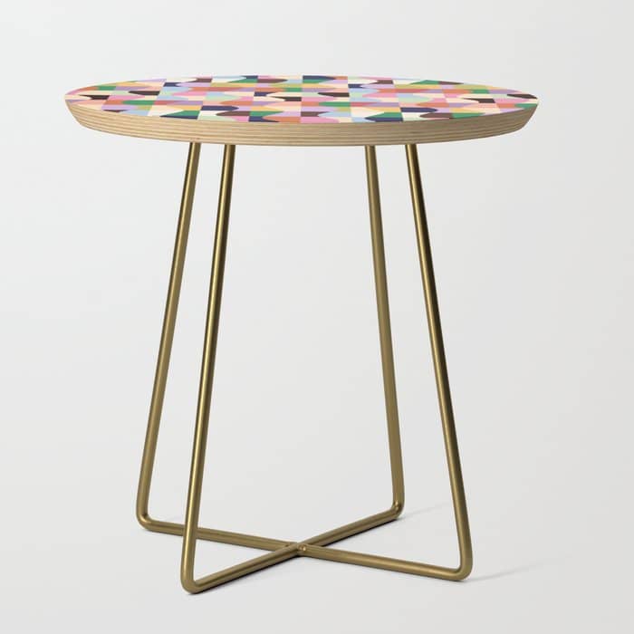 Retro Colorful Wavy Checkerboard Side Table