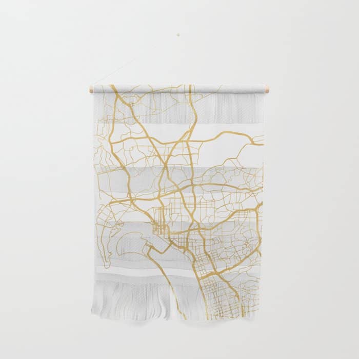 San Diego California City Street Map Art Wall Hanging