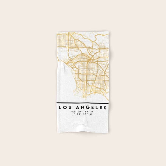Los Angeles California City Street Map Art Bath Towel