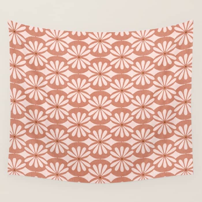 Solstice Boho Geometric Terra Cotta Blush Wall Tapestry