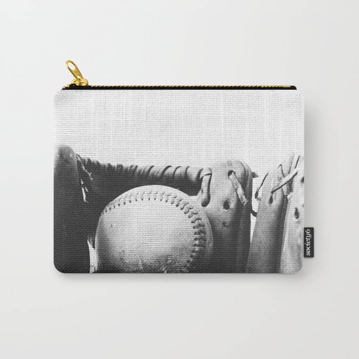 Old Retro Baseball Monochrome Ball And Glove Carry All Pouch
