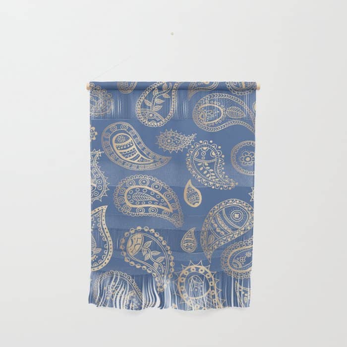 Classic Blue And Gold Paisley Wall Hanging