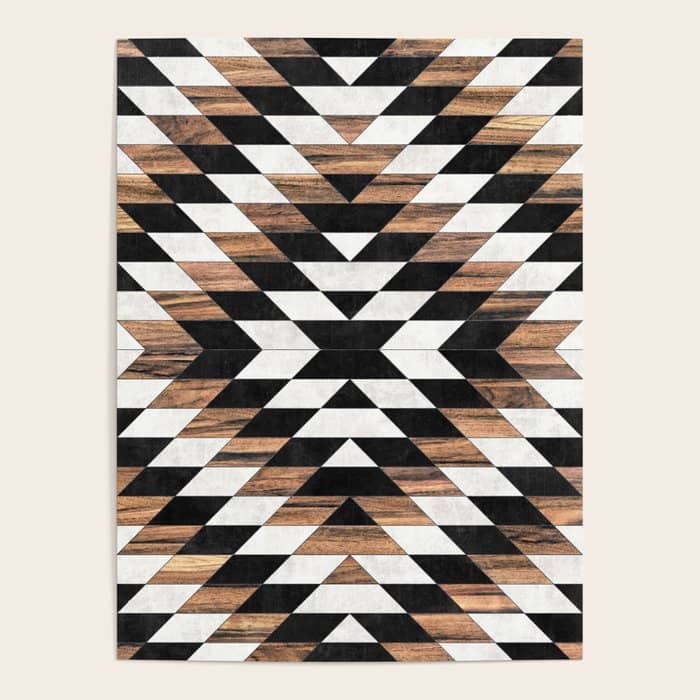 Urban Tribal Pattern No.13 - Aztec - Concrete And Wood Poster