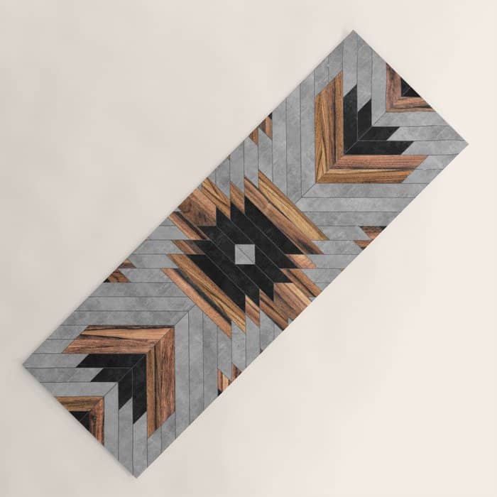 Urban Tribal Pattern No.6 - Aztec - Concrete And Wood Yoga Mat