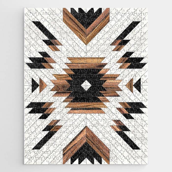 Urban Tribal Pattern No.5 - Aztec - Concrete And Wood Jigsaw Puzzle