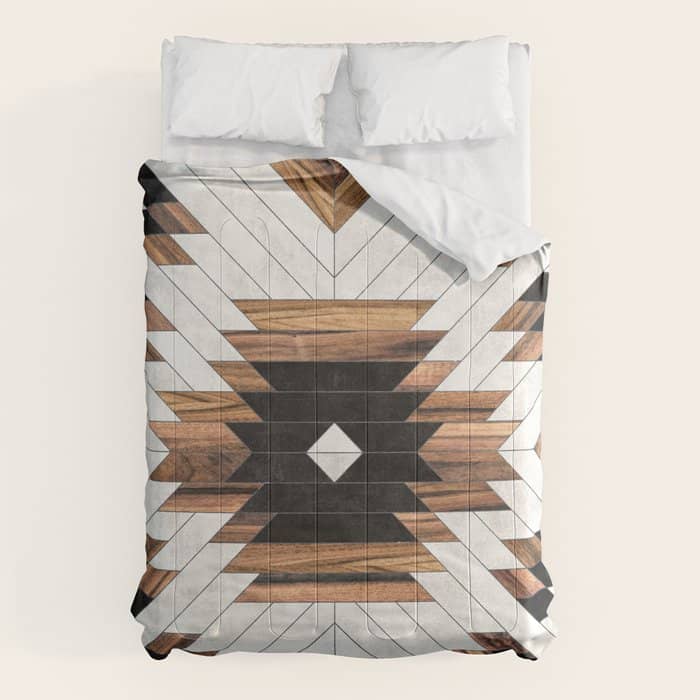 Urban Tribal Pattern No.5 - Aztec - Concrete And Wood Comforter