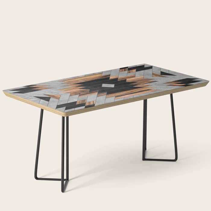 Urban Tribal Pattern No.6 - Aztec - Concrete And Wood Coffee Table