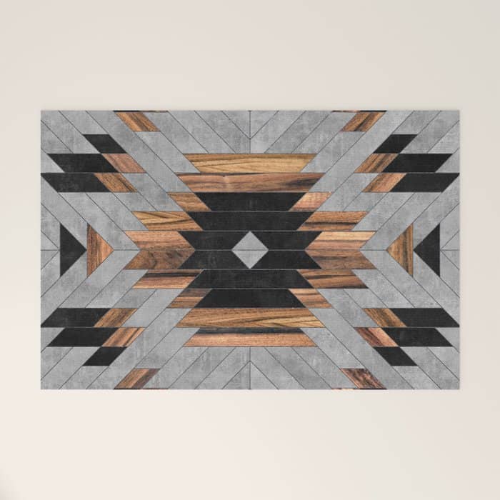 Urban Tribal Pattern No.6 - Aztec - Concrete And Wood Welcome Mat