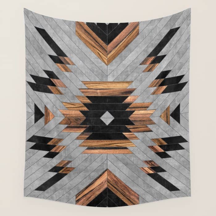 Urban Tribal Pattern No.6 - Aztec - Concrete And Wood Wall Tapestry