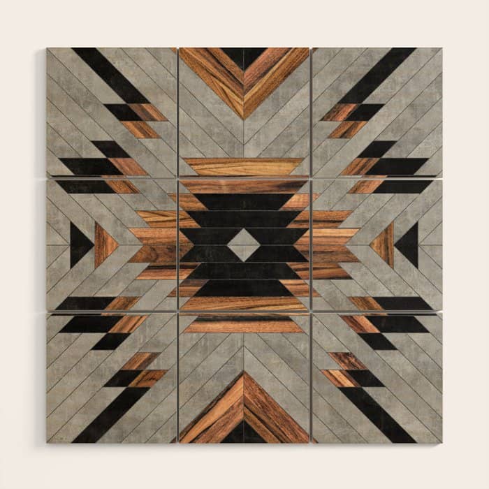 Urban Tribal Pattern No.6 - Aztec - Concrete And Wood Wood Wall Art