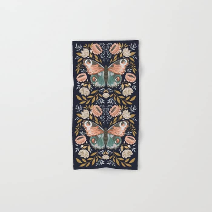 William Morris Butterfly - Midnight Garden Bath Towel