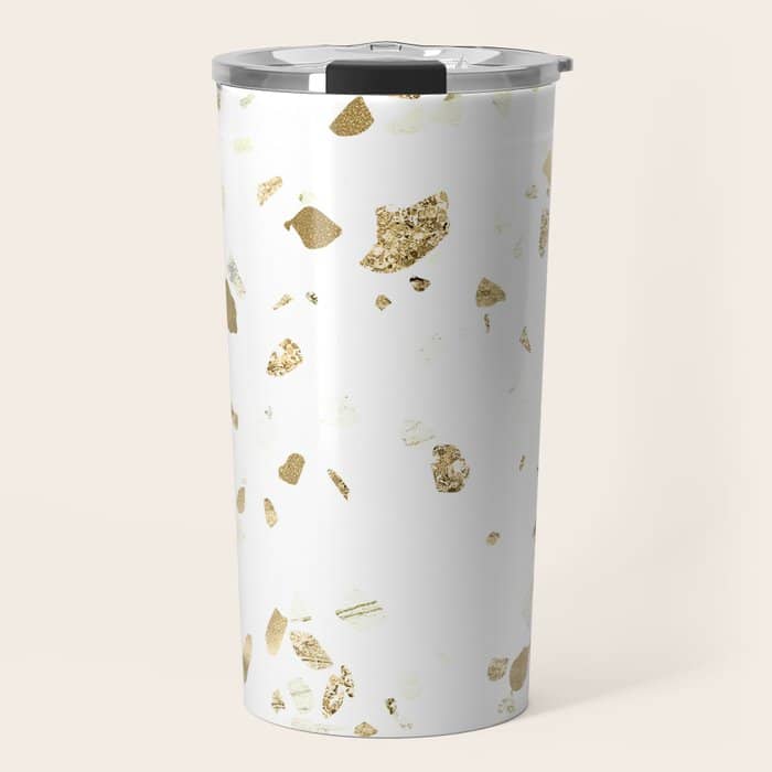 Metallic Gold Terrazzo Sparkle Travel Mug