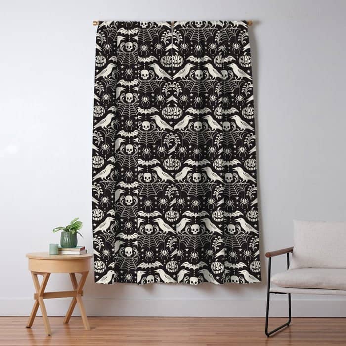 All Hallows' Eve - Black Ivory Halloween Window Curtain