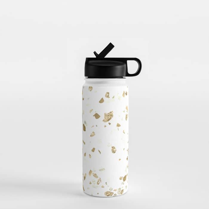 Metallic Gold Terrazzo Sparkle Water Bottle