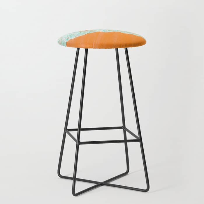 Coral Shore, Ocean Beach Photography, Summer Sea Sand Waves Stool