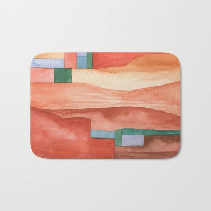 Abstract Desert Landscape Watercolor Bath Mat