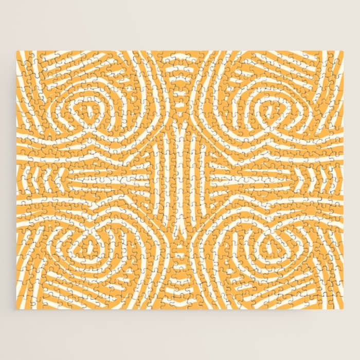 Yellow Mustard Boho Stripe Jigsaw Puzzle